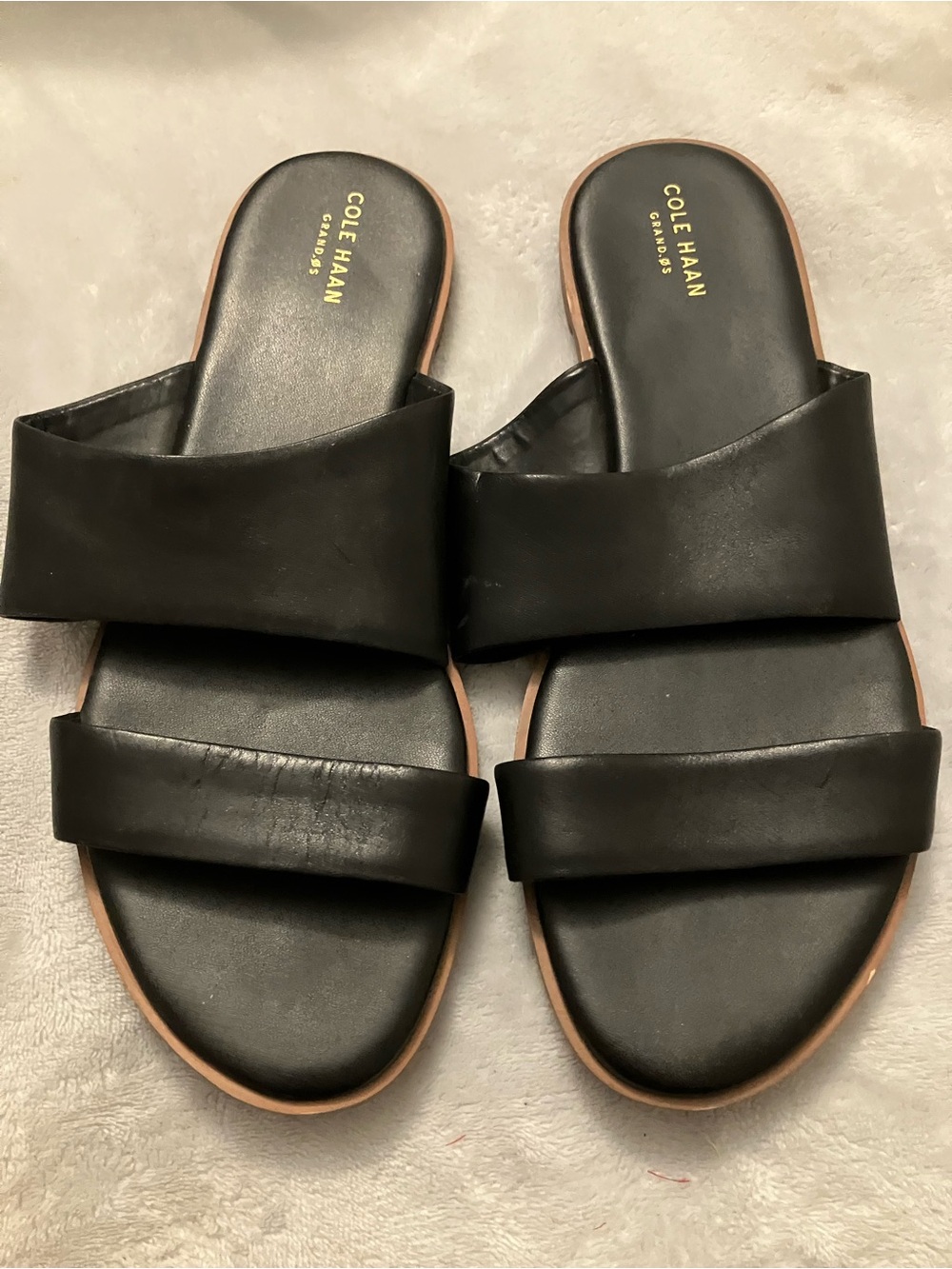 Cole Haan Findra black leather slide sandals  .  Sz 10 $130